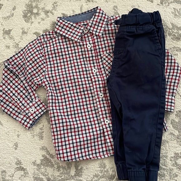 18m Ben Sherman plaid dress shirt with pants - Picture 1 of 6